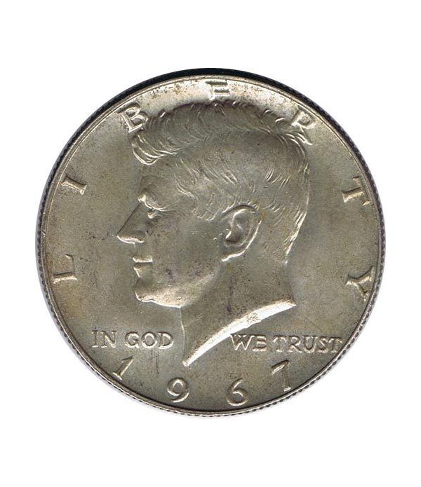 Moneda de plata de Estados Unidos 1/2 $ Kennedy Año 1967.  - 2