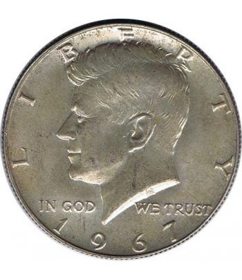 Moneda de plata de Estados Unidos 1/2 $ Kennedy Año 1967.