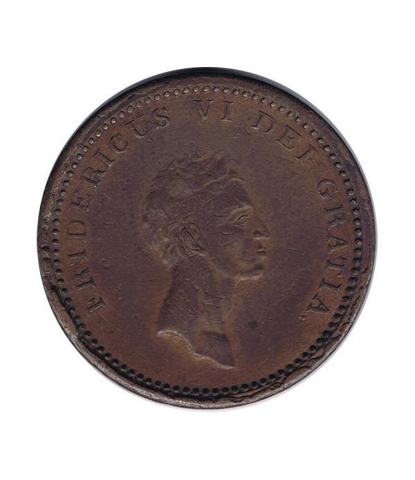 Dinamarca moneda 12 Skilling 1812 Frederick VI. Cobre.