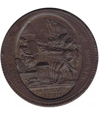 Medalla de confianza 5 Sols. Francia 1792. Bronce.