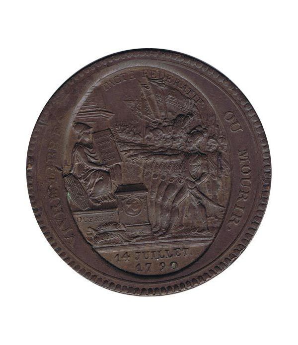 Medalla de confianza 5 Sols. Francia 1792. Bronce.
