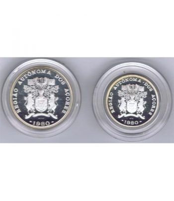 Monedas de plata 100 y 25 Escudos Azores Portugal 1980.  - 1