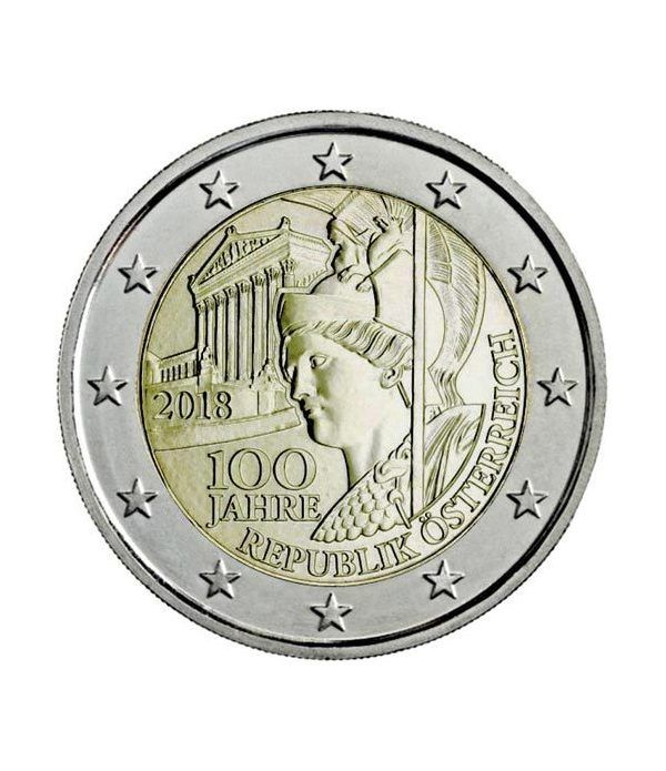 moneda conmemorativa 2 euros Austria 2018 Centenario.