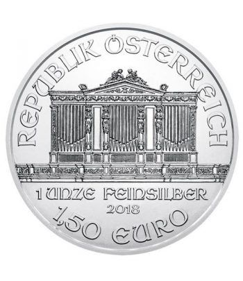 Moneda onza de plata 1,5 euros Austria Filarmonica 2018.