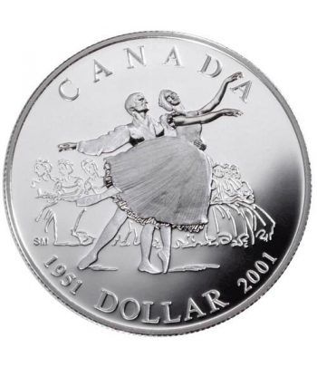 Moneda de plata 1 Dollar Canada 2001 Ballet. Proof.