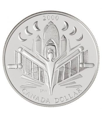 Moneda de plata 1 Dollar Canada 2000 Discovery. Proof.
