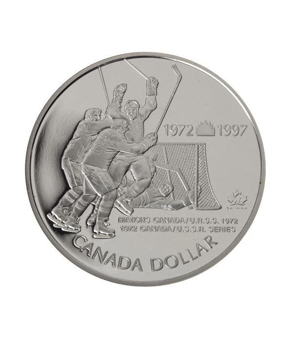 Moneda de plata 1 Dollar Canada 1997 Hockey. Proof.  - 4