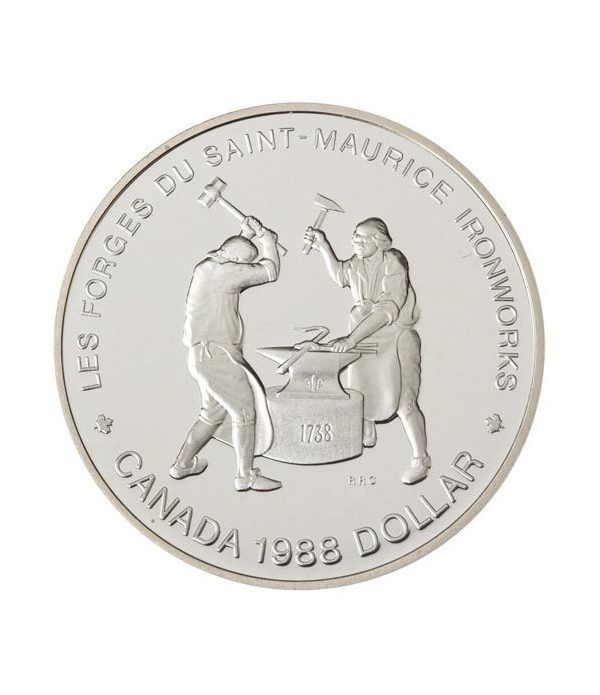 Moneda de plata 1 Dollar Canada 1988 Herreros. Proof.  - 2