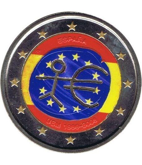 moneda España 2 euros 2009 "10 Años de la EMU". Color B