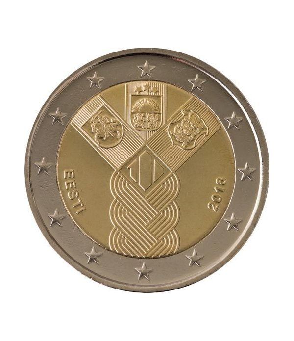 moneda conmemorativa 2 euros Estonia 2018 Conjunta Bálticos.  - 2