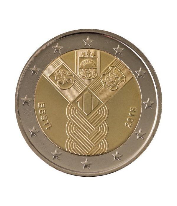 moneda conmemorativa 2 euros Estonia 2018 Conjunta Bálticos.