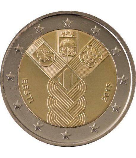 moneda conmemorativa 2 euros Estonia 2018 Conjunta Bálticos.