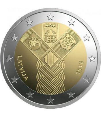 moneda conmemorativa 2 euros Letonia 2018 Conjunta Bálticos.  - 2