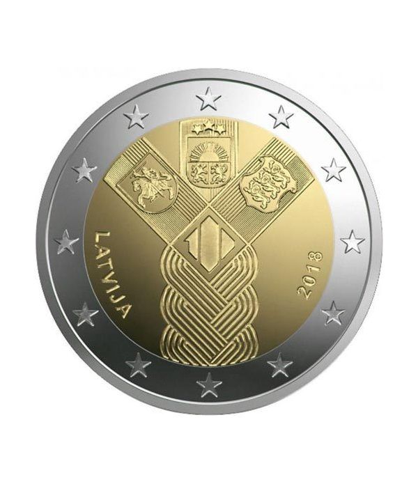 moneda conmemorativa 2 euros Letonia 2018 Conjunta Bálticos.  - 2
