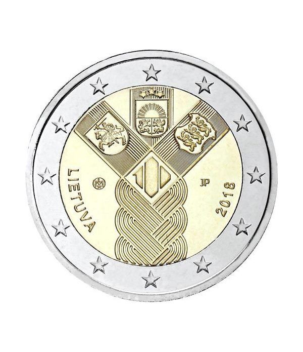 moneda conmemorativa 2 euros Lituania 2018 Conjunta Bálticos.