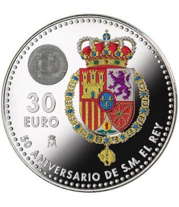 Moneda conmemorativa 30 Euros 2018. 50 Años Felipe VI color.