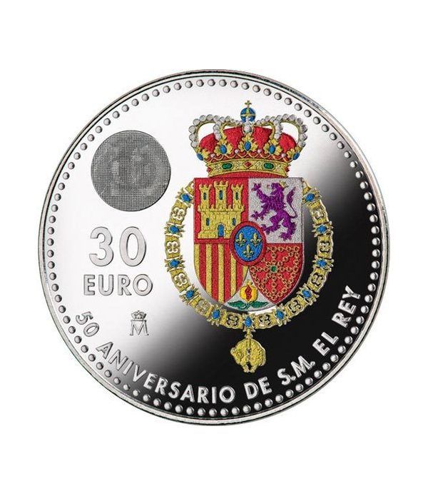 Moneda conmemorativa 30 Euros 2018. 50 Años Felipe VI color.