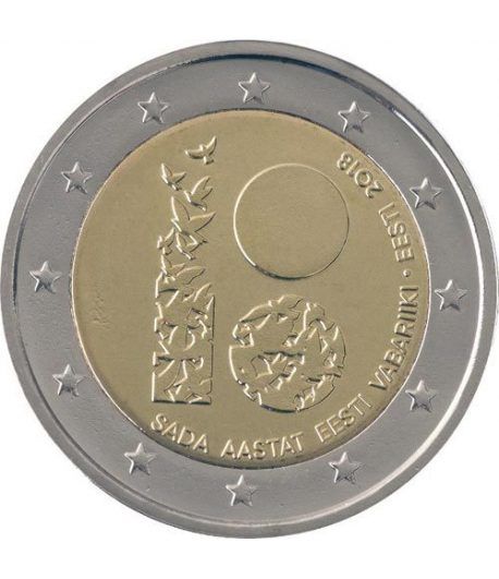 moneda conmemorativa 2 euros Estonia 2018 República.