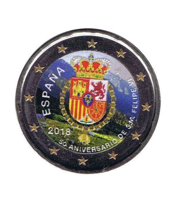 moneda conmemorativa 2 euros España 2018 50 años Felipe VI Color