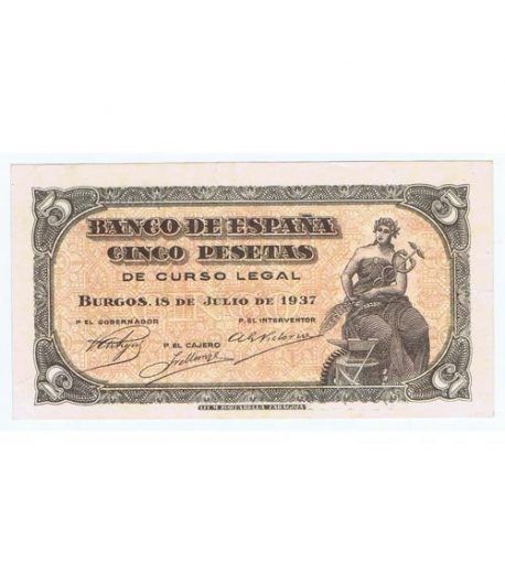 (1937/07/18) Burgos. 5 Pesetas. EBC+. Serie C7896049