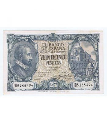 (1940/01/09) Madrid. 25 Pesetas. EBC+. Serie D3263494