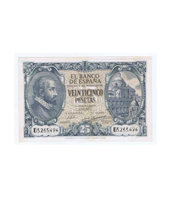 (1940/01/09) Madrid. 25 Pesetas. EBC+. Serie D3263494