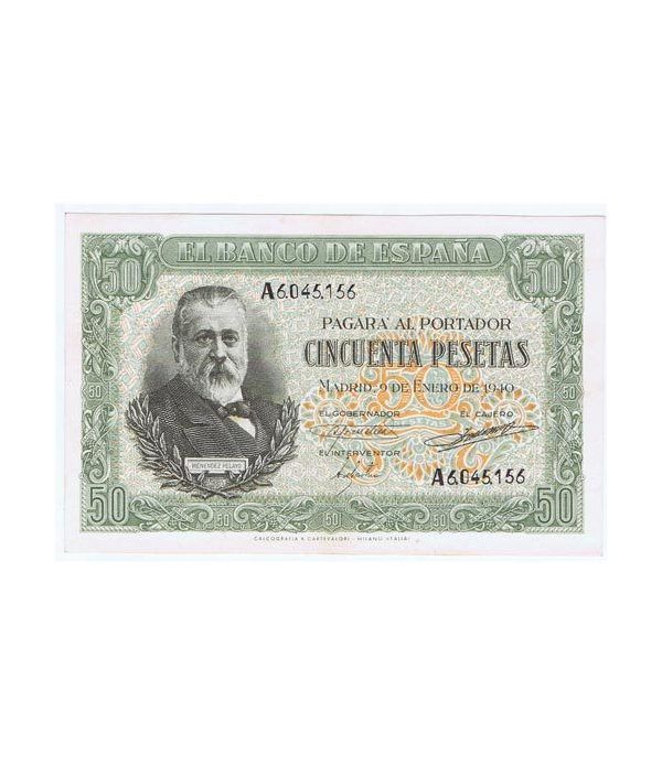 (1940/01/09) Madrid. 50 Pesetas. SC-. Serie A6045156.