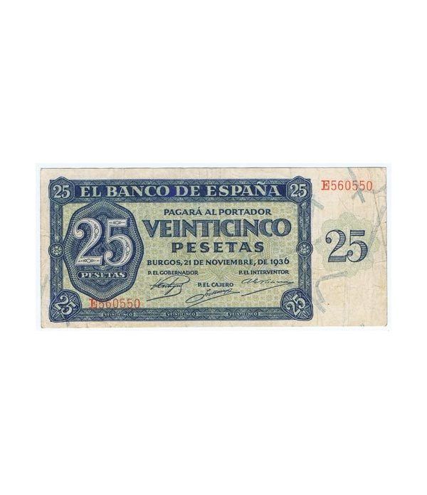 (1936/11/21) Burgos. 25 Pesetas. MBC. Serie E560550