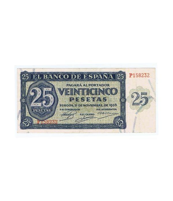 (1936/11/21) Burgos. 25 Pesetas. MBC. Serie P158232
