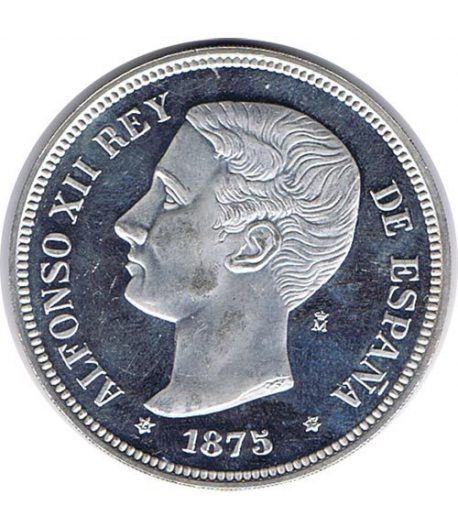Medalla de plata 5 Pesetas Alfonso XII 1875.