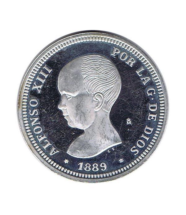 Medalla de plata 2 Pesetas Alfonso XIII 1889.  - 4
