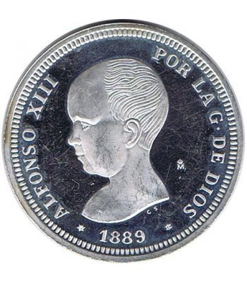 Medalla de plata 2 Pesetas Alfonso XIII 1889.