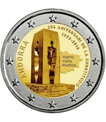 moneda conmemorativa 2 euros Andorra 2018 Constitución. BU.  - 1