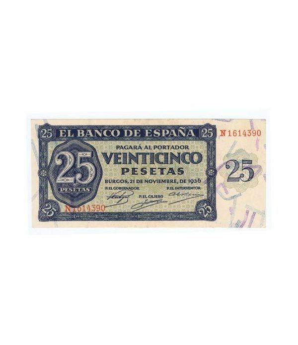 (1936/11/21) Burgos. 25 Pesetas. EBC+ Serie N1614390