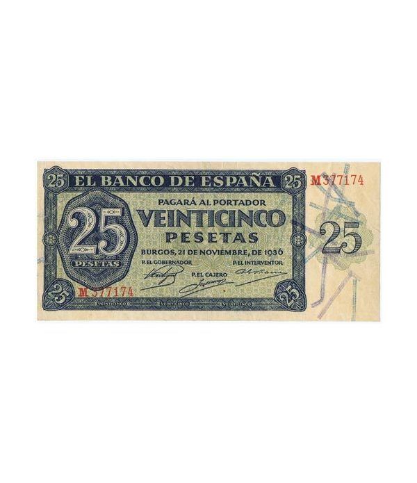 (1936/11/21) Burgos. 25 Pesetas. EBC. Serie M377174