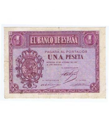 (1937/10/12) Burgos. 1 Peseta. MBC+. Serie D3968057  - 1