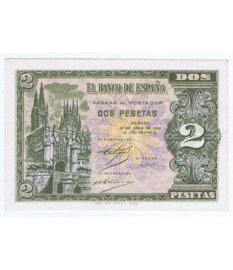 (1938/04/30) Burgos. 2 Pesetas. EBC+. Serie H5205574