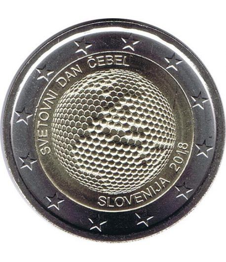 moneda conmemorativa 2 euros Eslovenia 2018 Abejas.