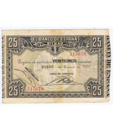 (1937/01/01) Bilbao. 25 Pesetas. MBC-. Serie 515678