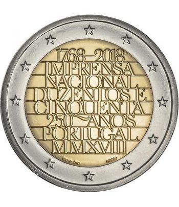 moneda conmemorativa 2 euros Portugal 2018 Imprenta.
