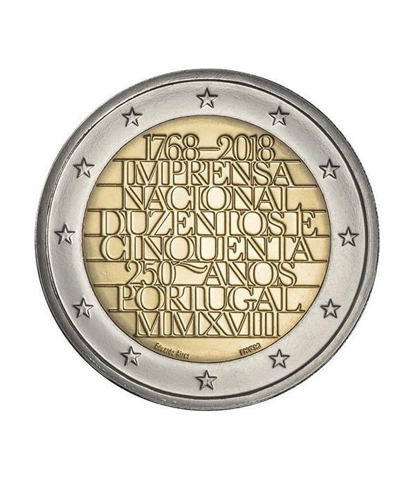 moneda conmemorativa 2 euros Portugal 2018 Imprenta.