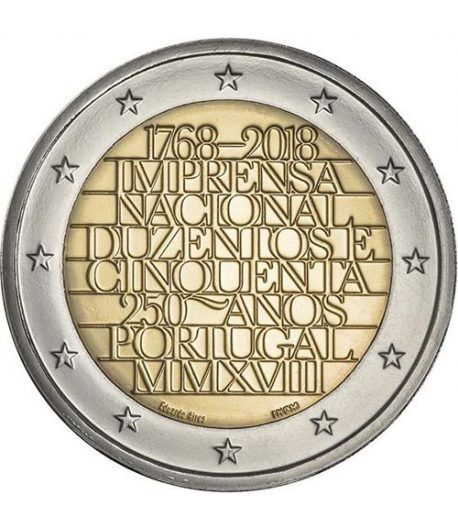 moneda conmemorativa 2 euros Portugal 2018 Imprenta.