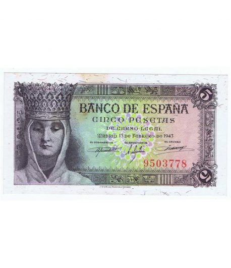 (1943/02/13) Madrid. 5 Pesetas. SC. Sin Serie 9503778.