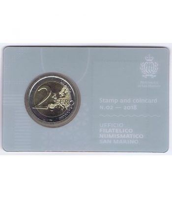 Cartera oficial euroset San Marino 2018. Moneda 2 euros y sello.
