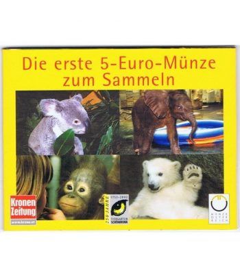 moneda Austria 5 Euros 2002 (nueve esquinas) Zoo. Mono
