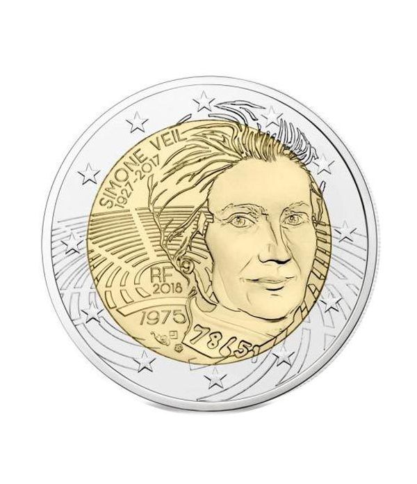 moneda conmemorativa 2 euros Francia 2018 Simone Veil