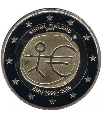 moneda Finlandia 2 euros 2009 "10 Años de la EMU". Proof.