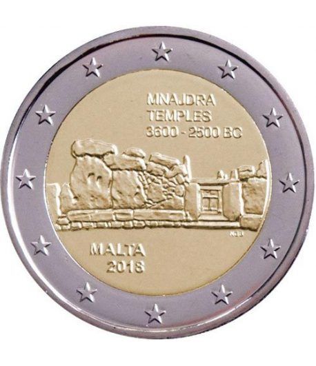 moneda conmemorativa 2 euros Malta 2018 Templos Mnajdra