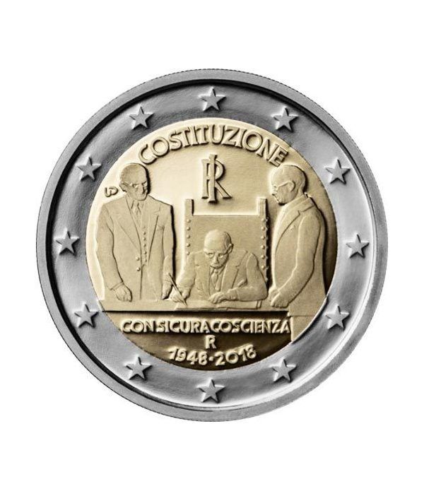 moneda conmemorativa 2 euros Italia 2018 Constitución