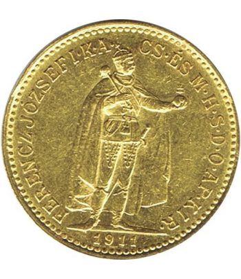Moneda de oro 10 coronas 1911 Hungria.